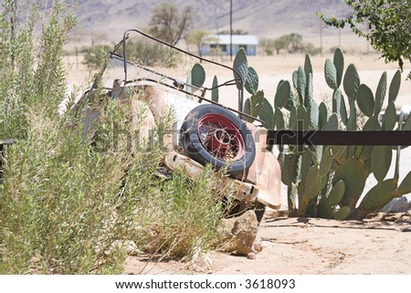 old rusty car in desert