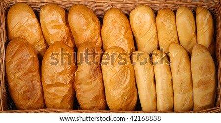 fresh baked rolls in a basket close up