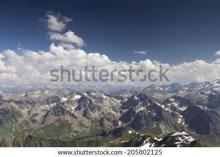 breathtaking view of pyrenees from pic du midi in france