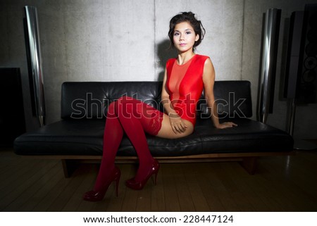 beautiful sexy woman dancing and posing in luxury apartment. Perfect for stylish club, disco and fashion events