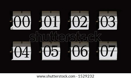 different numbers from an old flip style clock arranged in order