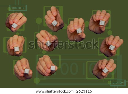 hands holding the number keys from a computer keyboard counting from zero to nine