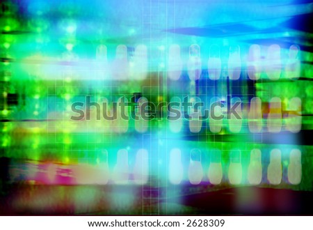abstract blurred green blocks pattern