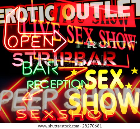 image made from signs and symbols taken in amsterdam\'s red light district