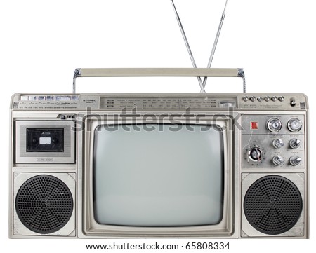 a fantastic looking retro ghetto blaster with built in television