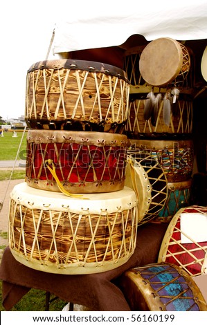 authentic native cultural American war-drums of various designs