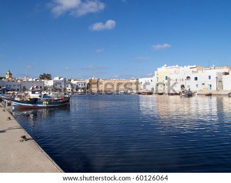 body of water , the old fort and marina at bizerte city tunisia north africa