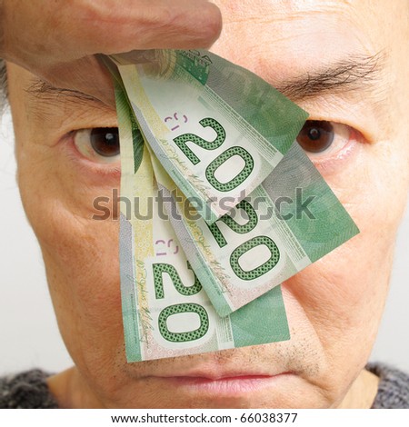 man looking at money. concept financial matter problem
