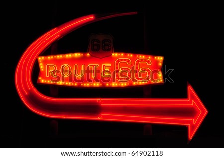 Vintage neon Route 66 sign