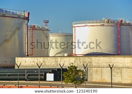 Big tanks in a fuel storage facility
