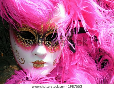 Pink Venetian Mask used in Carnivals (Mardi Gras) in Italy