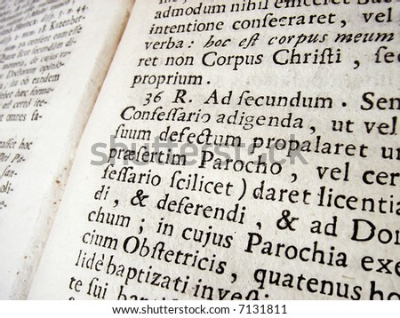 Ancient latin text in a theological book