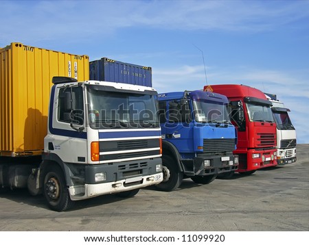Trucks used to transport goods by road