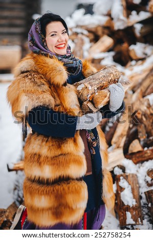 Beautiful Russian Woman In A Vintage Dress. Russian Village. Winter. #2  Photograph by Cavan Images - Pixels