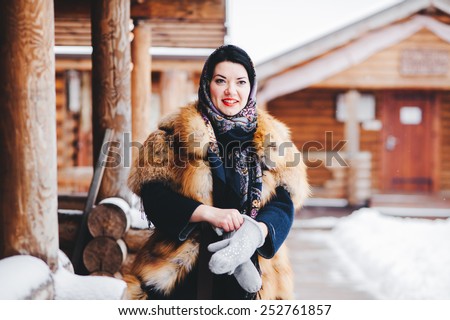 Beautiful Russian Woman In A Vintage Dress. Russian Village. Winter. #2  Photograph by Cavan Images - Pixels