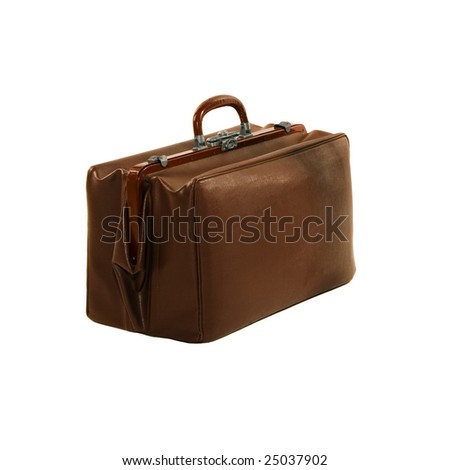 old leather suitcase. brown leather old vintage