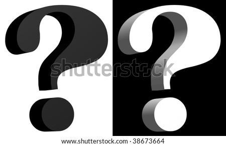 stock photo : question mark black and white twins