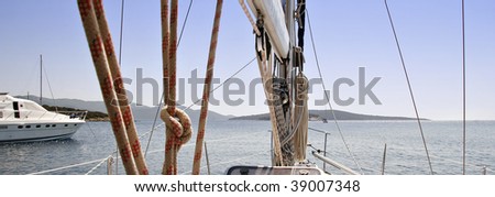 looking ahead on board an anchored sailboat