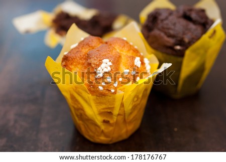 Chocolate muffin in the natural lighting - selective sharpness