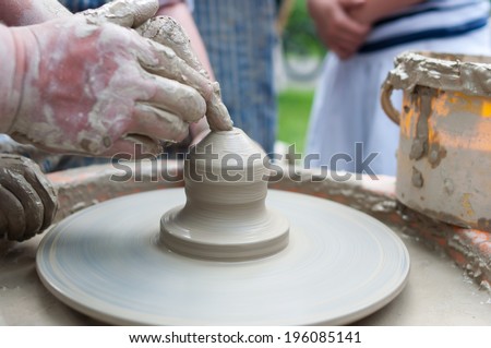 Pottery - formation process of the clay dish with traditional method as the history lesson