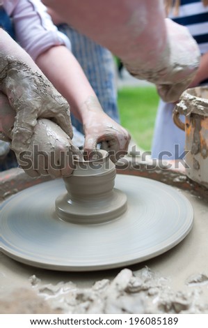 Pottery - formation process of the clay dish with traditional method as the history lesson