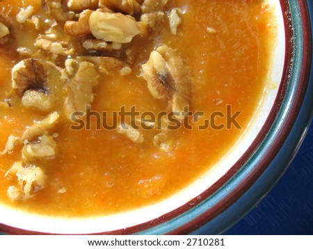 Close up of hearty winter soup