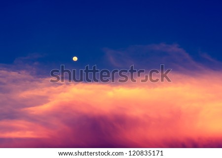 Twilight sky in dusk time background with moon