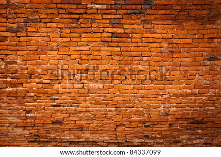 Ruin and ancient  orange brick wall surface background texture