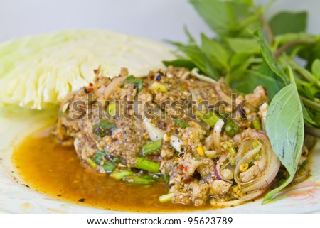 Thai tradition food spicy minced meat salad