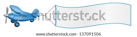 Illustration of a cartoon blue plane pulling a big banner Illustration of a cartoon blue plane pulling a big banner