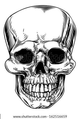 A vintage human skull or grim reaper deaths head illustration A vintage human skull or grim reaper deaths head illustration