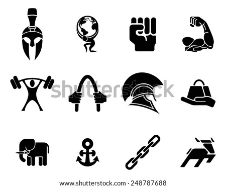 Conceptual Strength Icon Set Of Icons Relating To The Concept Of ...