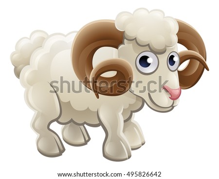 A Cartoon Cute Ram Farm Animal Character Stock Vector 495826642