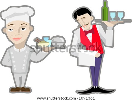 دعوة عشاء مع الصديق {{حسني}} - صفحة 2 Stock-vector-a-vector-waiter-and-chef-1091361