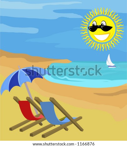 chairs on beach. stock vector : Beach chairs on