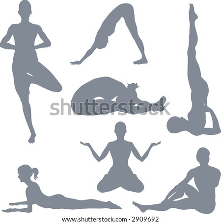 Yoga Postures. A Set Of Yoga Postures Silhouettes. Raster Version ... Yoga Postures. A Set Of Yoga Postures Silhouettes. Raster Version ...