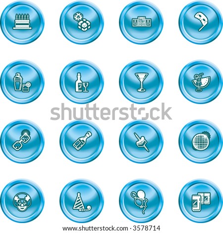 Funky party icon set.  Fun icons or design elements relating to parties