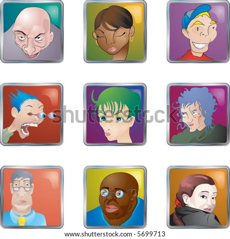 People Faces Icons Avatars Lots of illustrations of faces/ people/ avatars icons