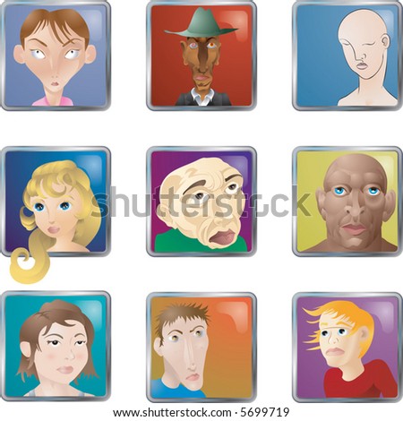 People Faces Icons Avatars Lots of illustrations of faces/ people/ avatars icons