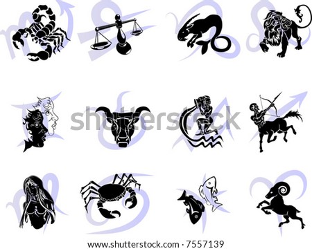 stock vector Horoscope Birth Zodiac Star signs