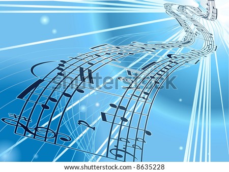 stock vector An abstract vector music notes background with flowing a 