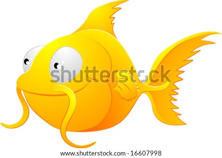 cute goldfish cartoon. of a cute lovable goldfish