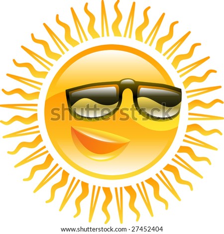 clip art sun with sunglasses. stock vector : A smiling sun