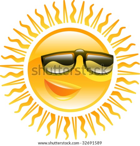 clip art sun with sunglasses. stock photo : A smiling sun