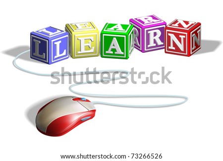letter blocks alphabet. stock vector : Mouse connected to alphabet letter blocks forming the word