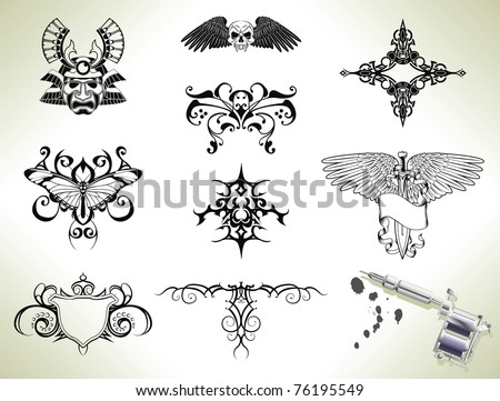 set of tattoo flash design