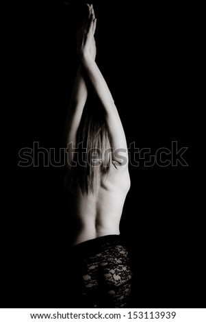 Classic Black and White Art of a Woman\'s Back and Arms