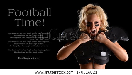 Fierce Football Player Yelling with Sample Text Space to the left