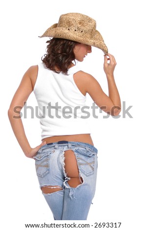 JEANS FOREVER - Page 6 Stock-photo-back-of-sexy-woman-with-cowboy-hat-and-torn-jeans-2693317