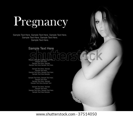 Black & White Photo of a Beautiful Pregnant Woman with Text Space